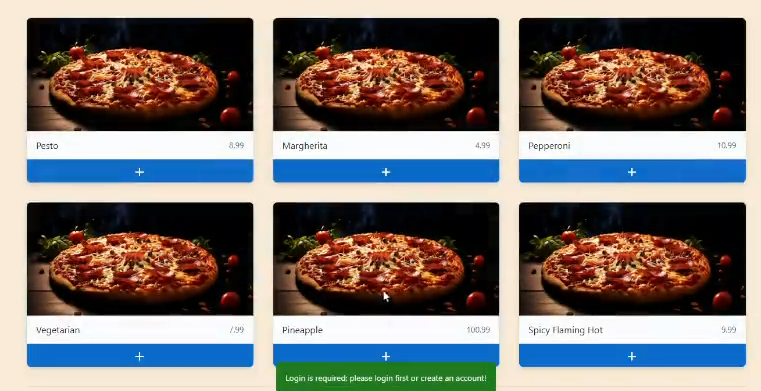 Screenshot of the Simple Pizza Winkel project